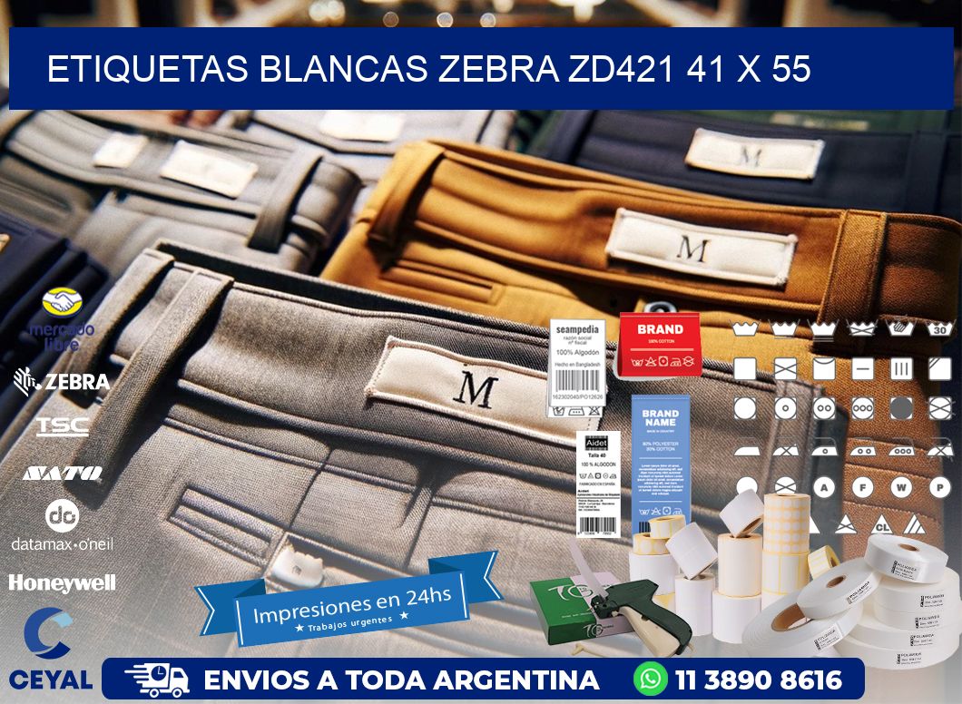 ETIQUETAS BLANCAS ZEBRA ZD421 41 x 55