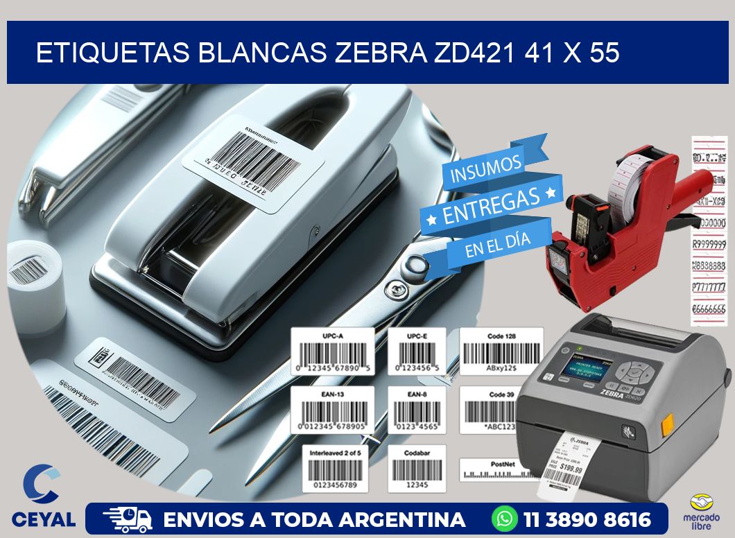 ETIQUETAS BLANCAS ZEBRA ZD421 41 x 55