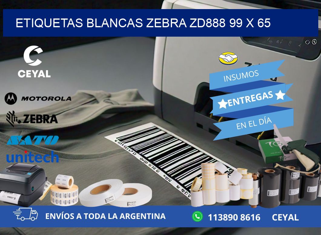 ETIQUETAS BLANCAS ZEBRA ZD888 99 x 65