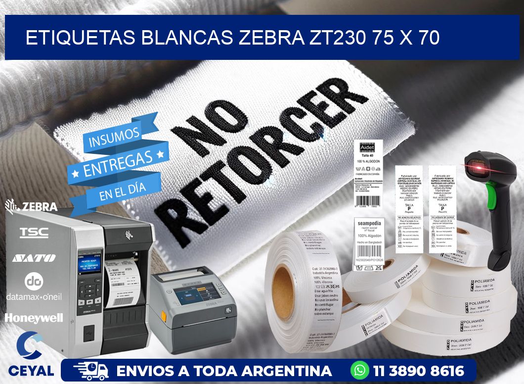 ETIQUETAS BLANCAS ZEBRA ZT230 75 x 70