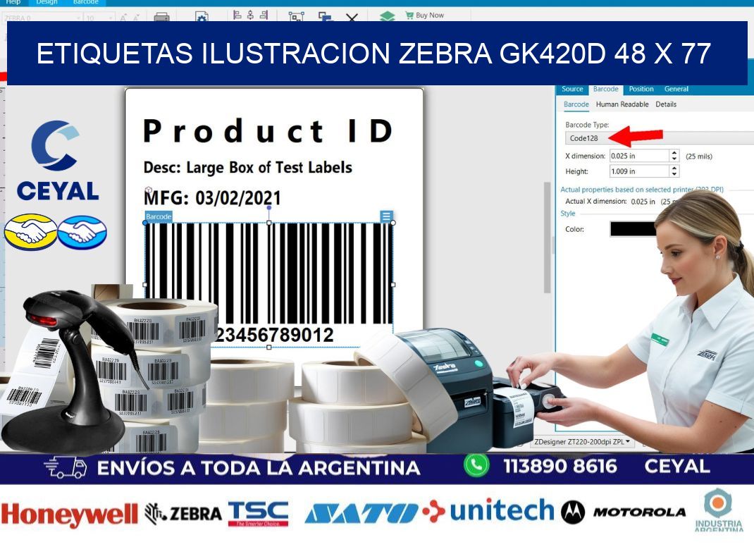 ETIQUETAS ILUSTRACION ZEBRA GK420D 48 x 77