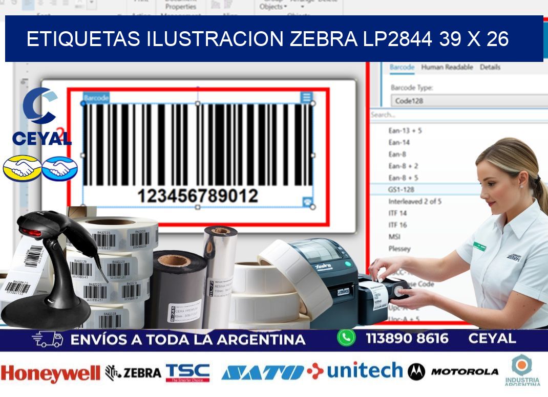 ETIQUETAS ILUSTRACION ZEBRA LP2844 39 x 26