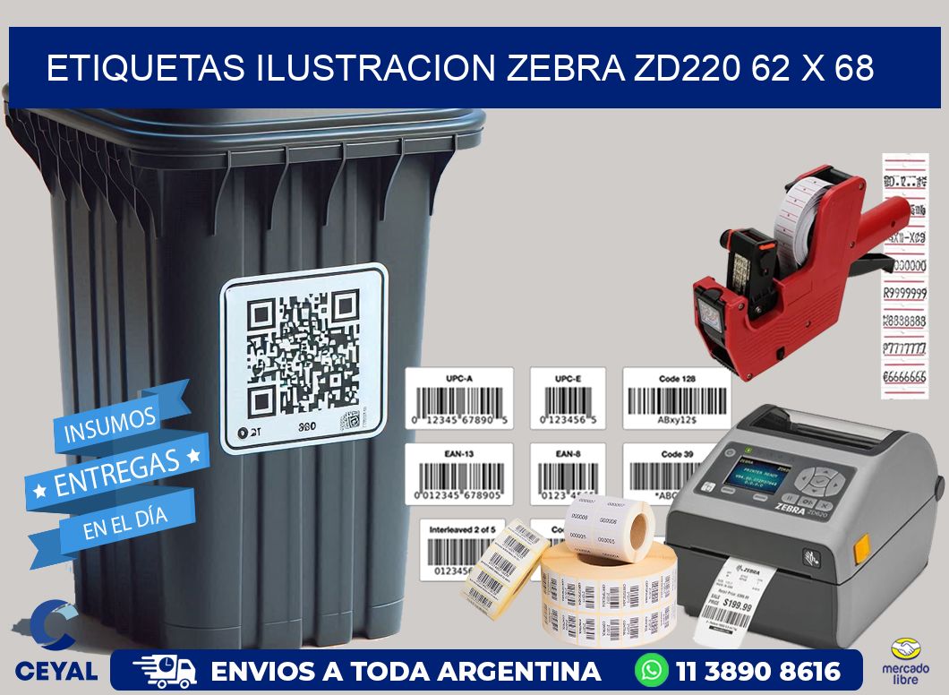 ETIQUETAS ILUSTRACION ZEBRA ZD220 62 x 68