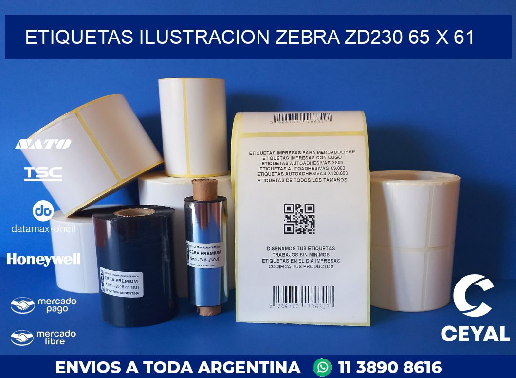 ETIQUETAS ILUSTRACION ZEBRA ZD230 65 x 61