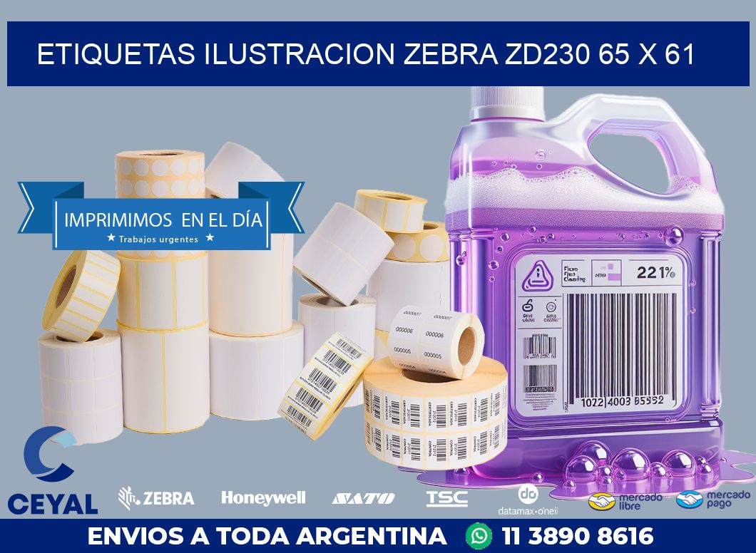 ETIQUETAS ILUSTRACION ZEBRA ZD230 65 x 61