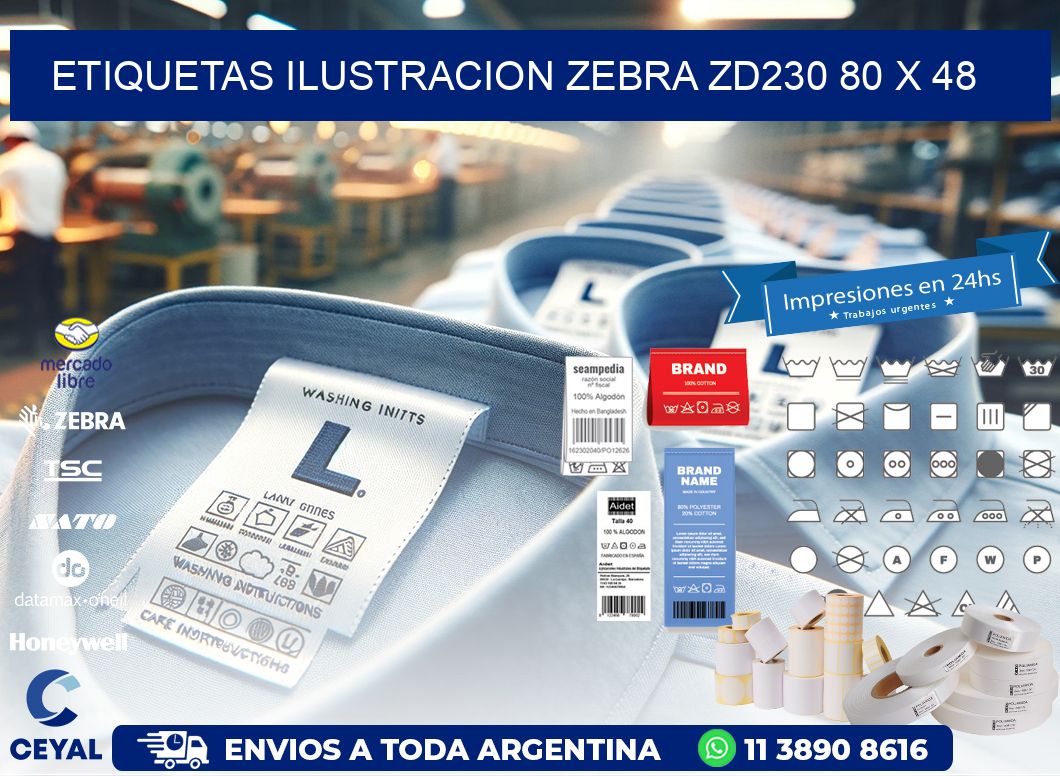 ETIQUETAS ILUSTRACION ZEBRA ZD230 80 x 48