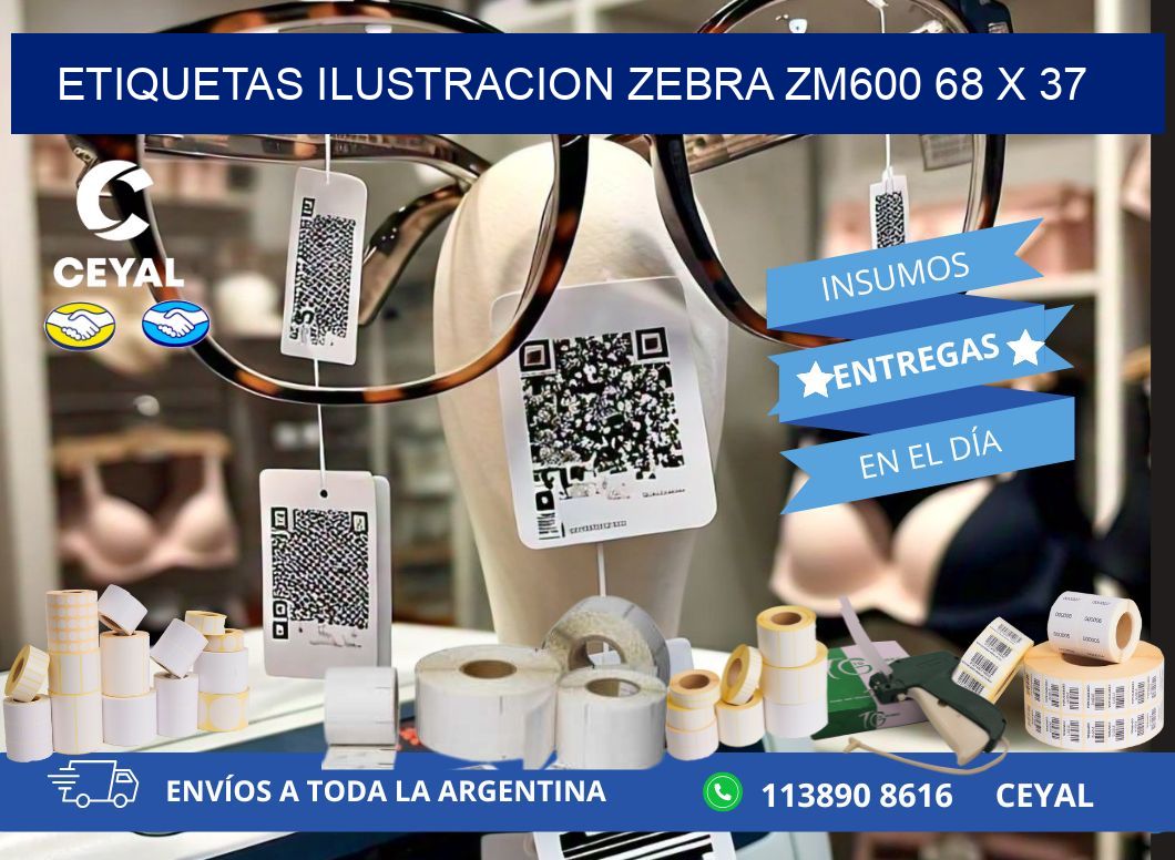 ETIQUETAS ILUSTRACION ZEBRA ZM600 68 x 37