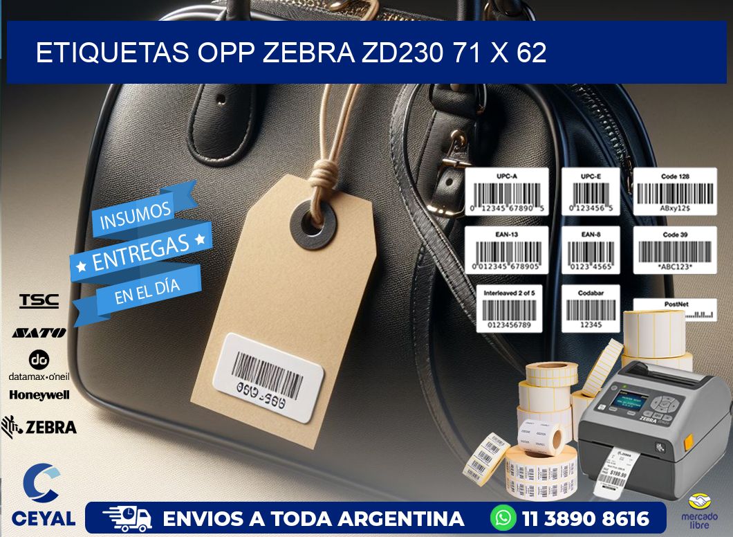 ETIQUETAS OPP ZEBRA ZD230 71 x 62