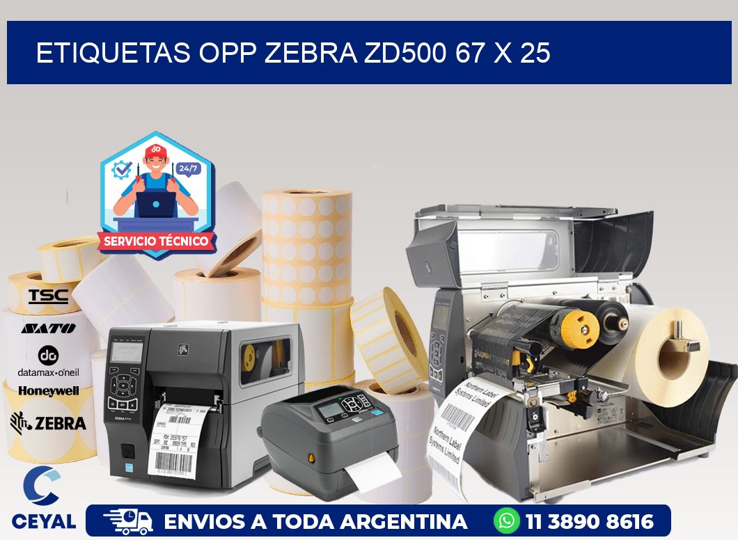 ETIQUETAS OPP ZEBRA ZD500 67 x 25