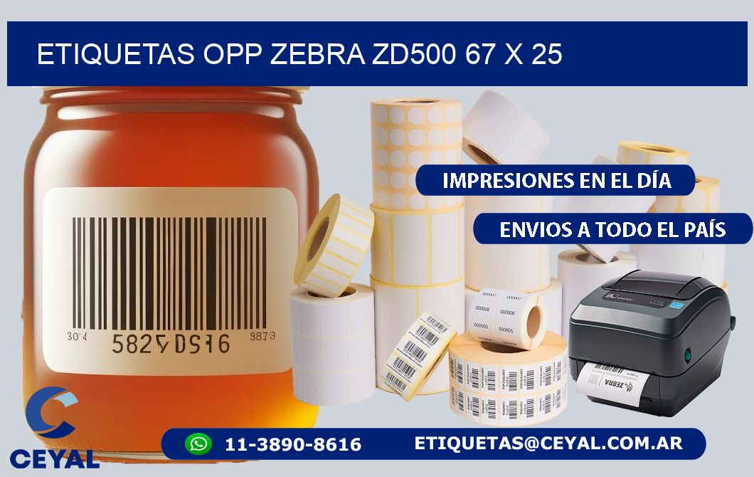 ETIQUETAS OPP ZEBRA ZD500 67 x 25