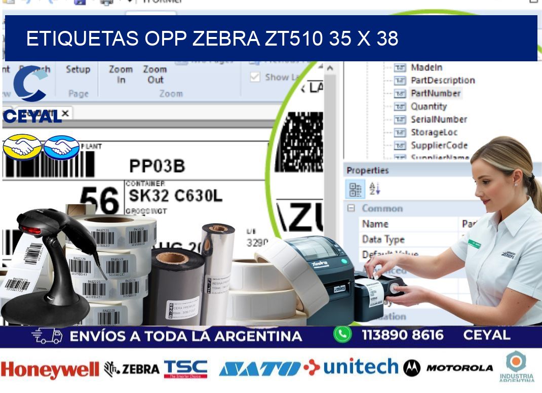 ETIQUETAS OPP ZEBRA ZT510 35 x 38