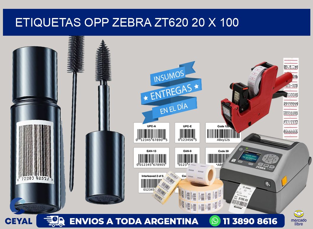 ETIQUETAS OPP ZEBRA ZT620 20 x 100