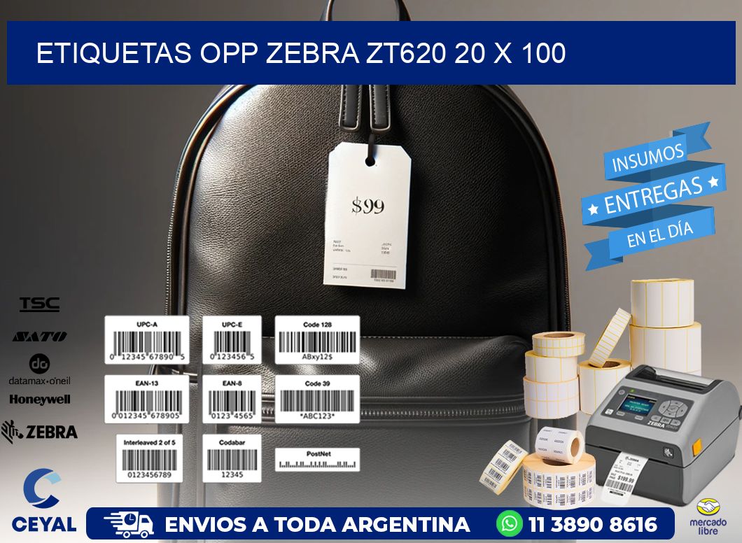 ETIQUETAS OPP ZEBRA ZT620 20 x 100