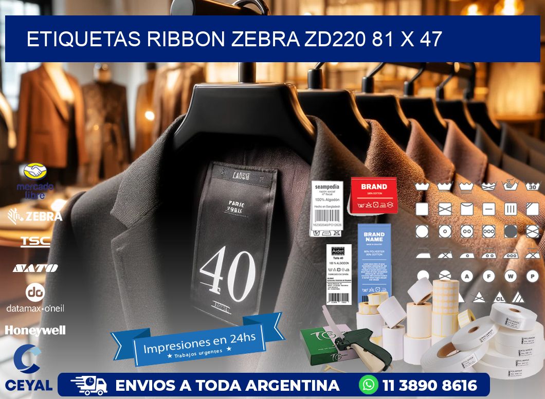 ETIQUETAS RIBBON Zebra ZD220 81 x 47