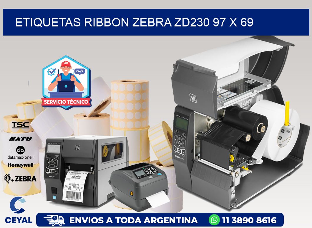 ETIQUETAS RIBBON Zebra ZD230 97 x 69