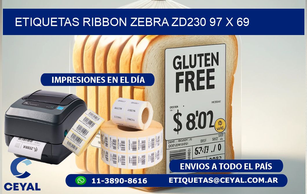 ETIQUETAS RIBBON Zebra ZD230 97 x 69