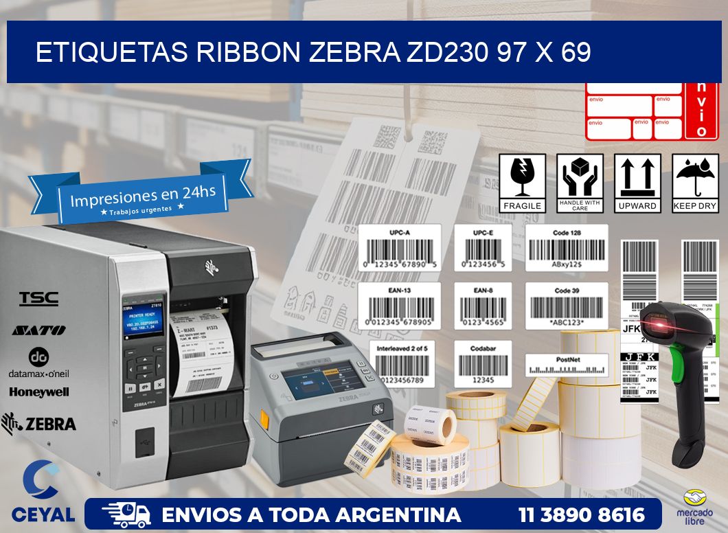 ETIQUETAS RIBBON Zebra ZD230 97 x 69