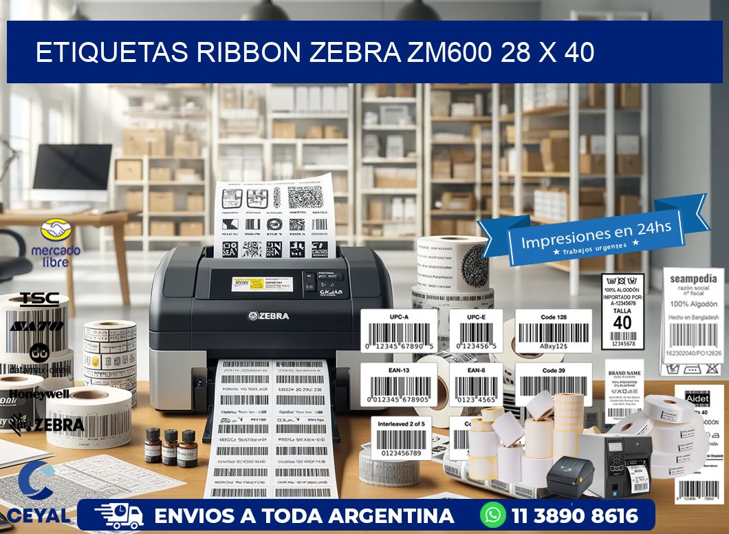 ETIQUETAS RIBBON Zebra ZM600 28 x 40