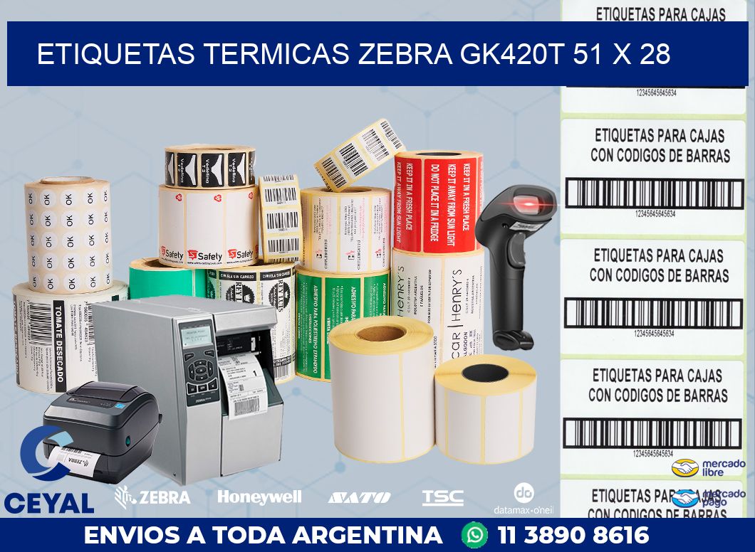 ETIQUETAS TERMICAS ZEBRA GK420T 51 x 28