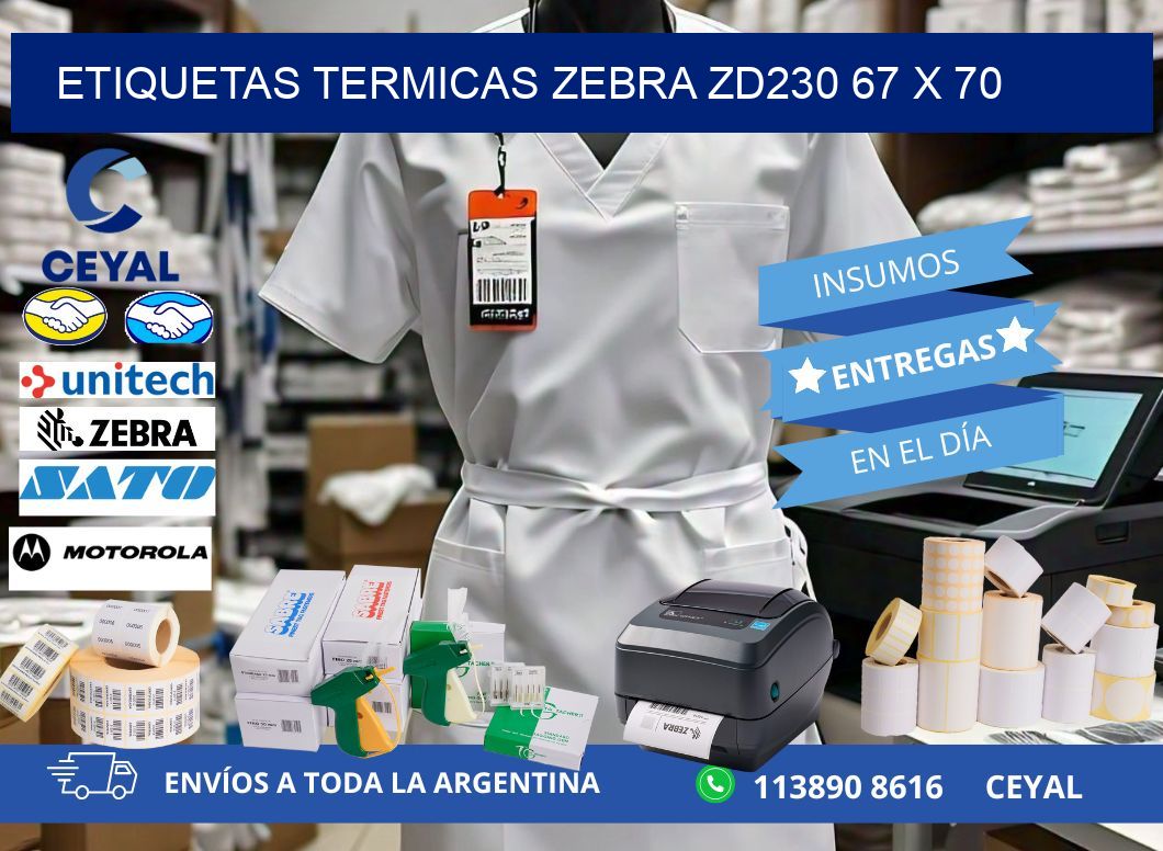 ETIQUETAS TERMICAS ZEBRA ZD230 67 x 70