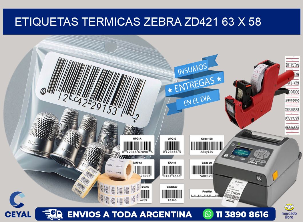 ETIQUETAS TERMICAS ZEBRA ZD421 63 x 58