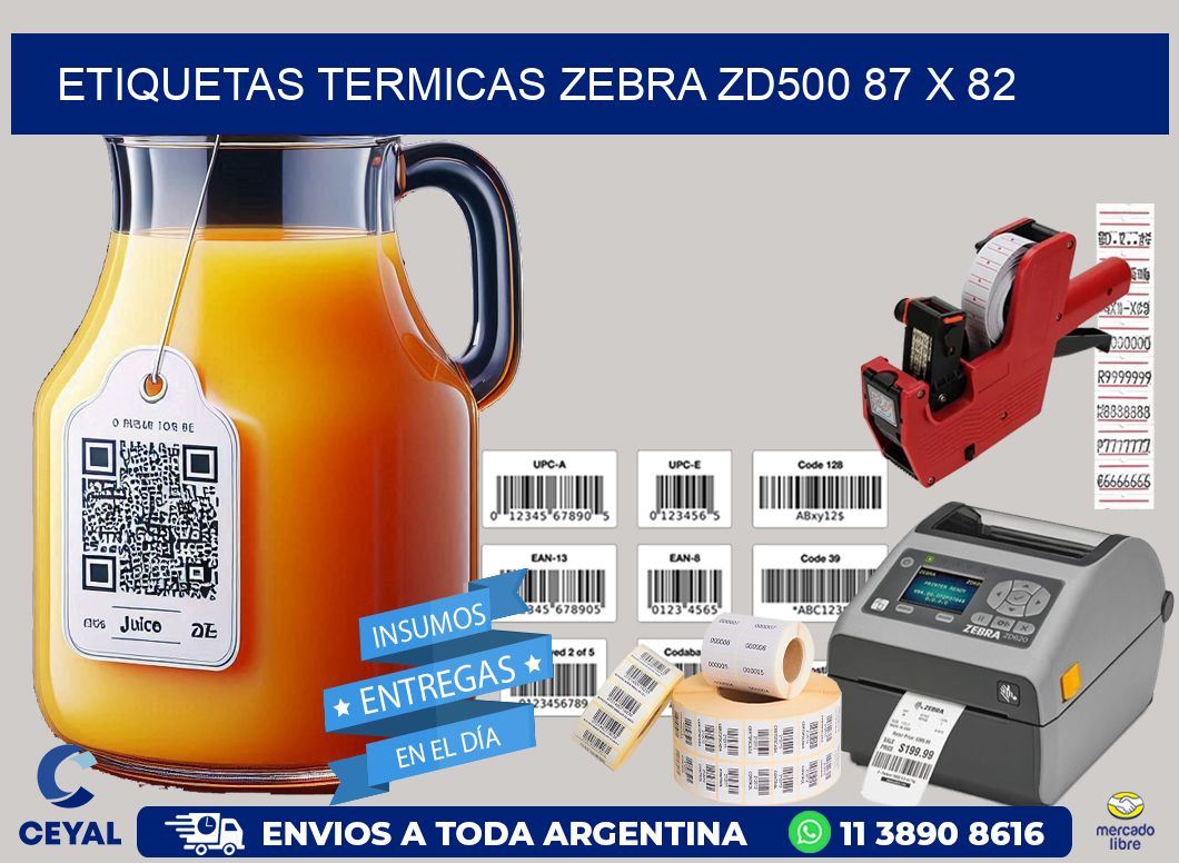 ETIQUETAS TERMICAS ZEBRA ZD500 87 x 82