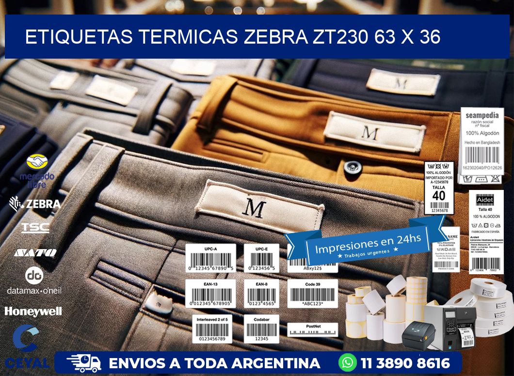 ETIQUETAS TERMICAS ZEBRA ZT230 63 x 36