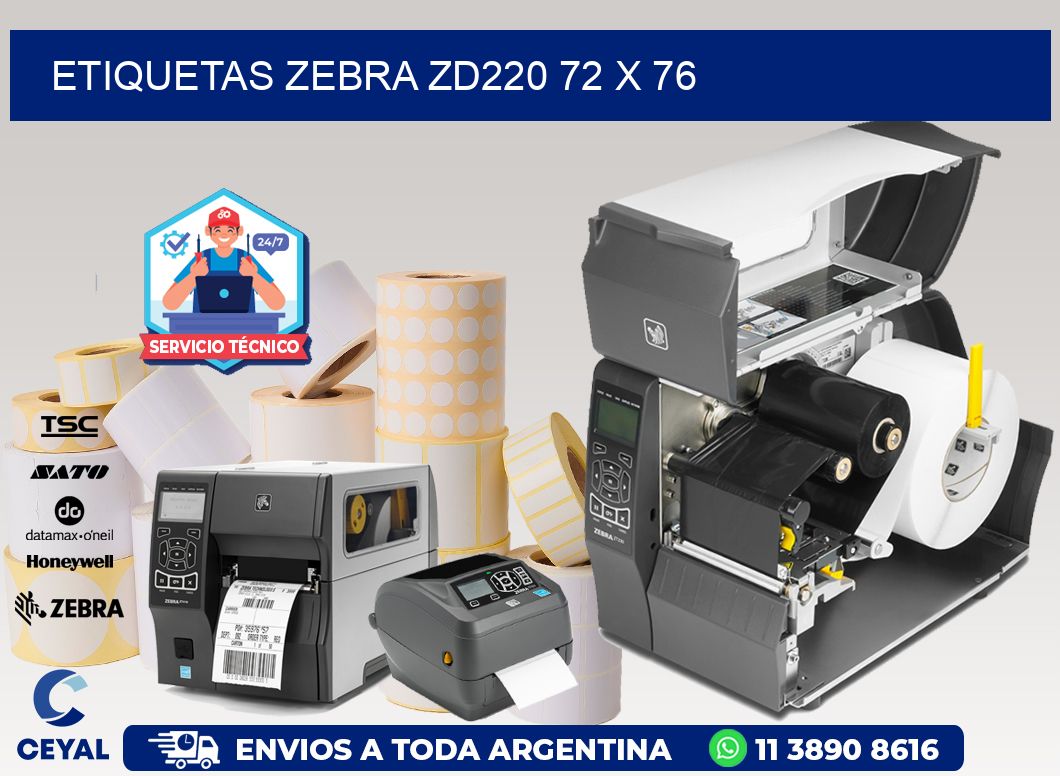 ETIQUETAS Zebra ZD220 72 x 76