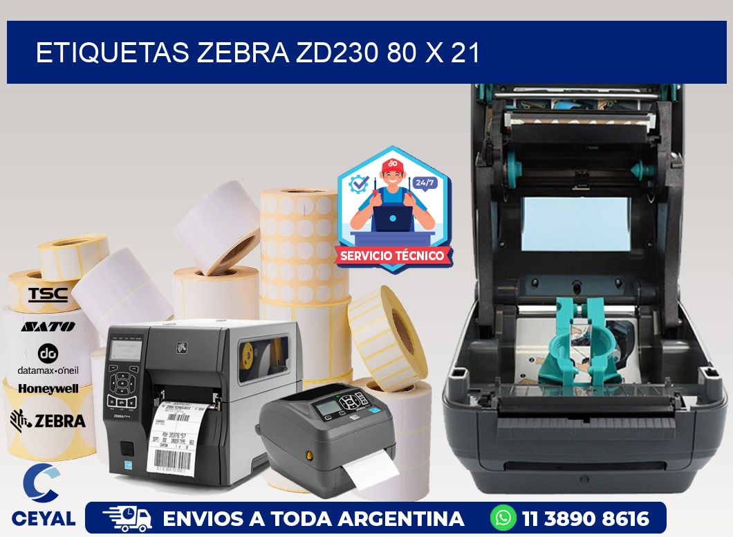 ETIQUETAS Zebra ZD230 80 x 21