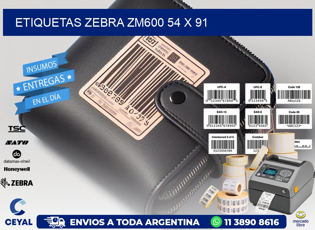 ETIQUETAS Zebra ZM600 54 x 91