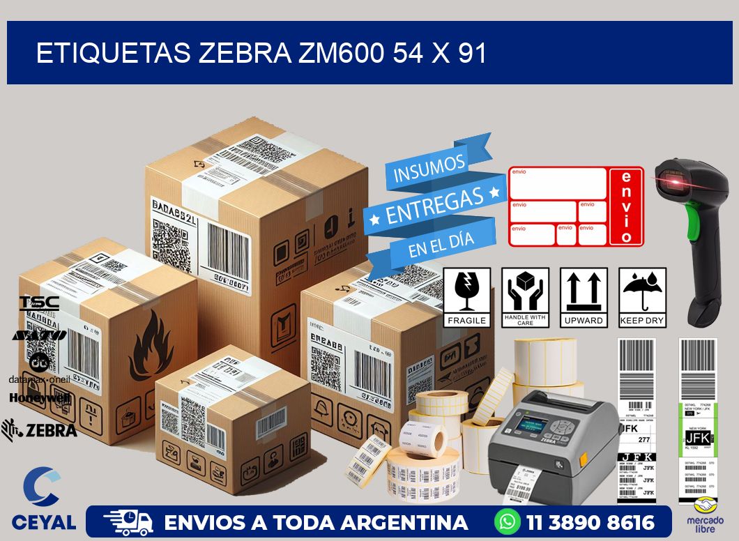 ETIQUETAS Zebra ZM600 54 x 91