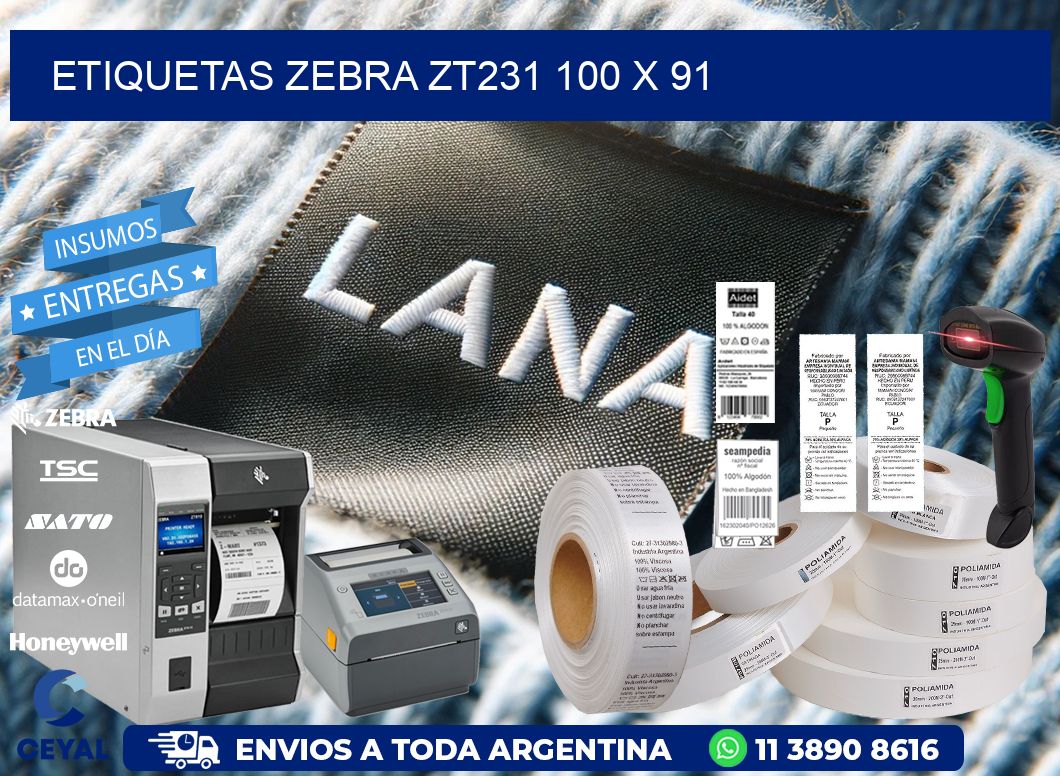 ETIQUETAS Zebra ZT231 100 x 91