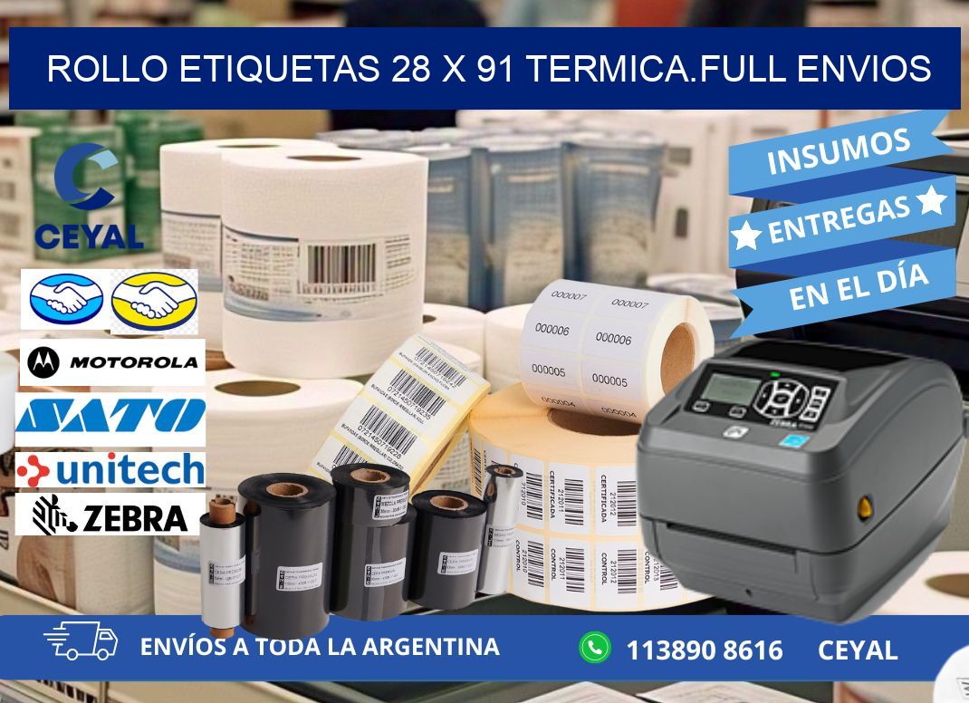 Rollo etiquetas 28 x 91 termica.full envios