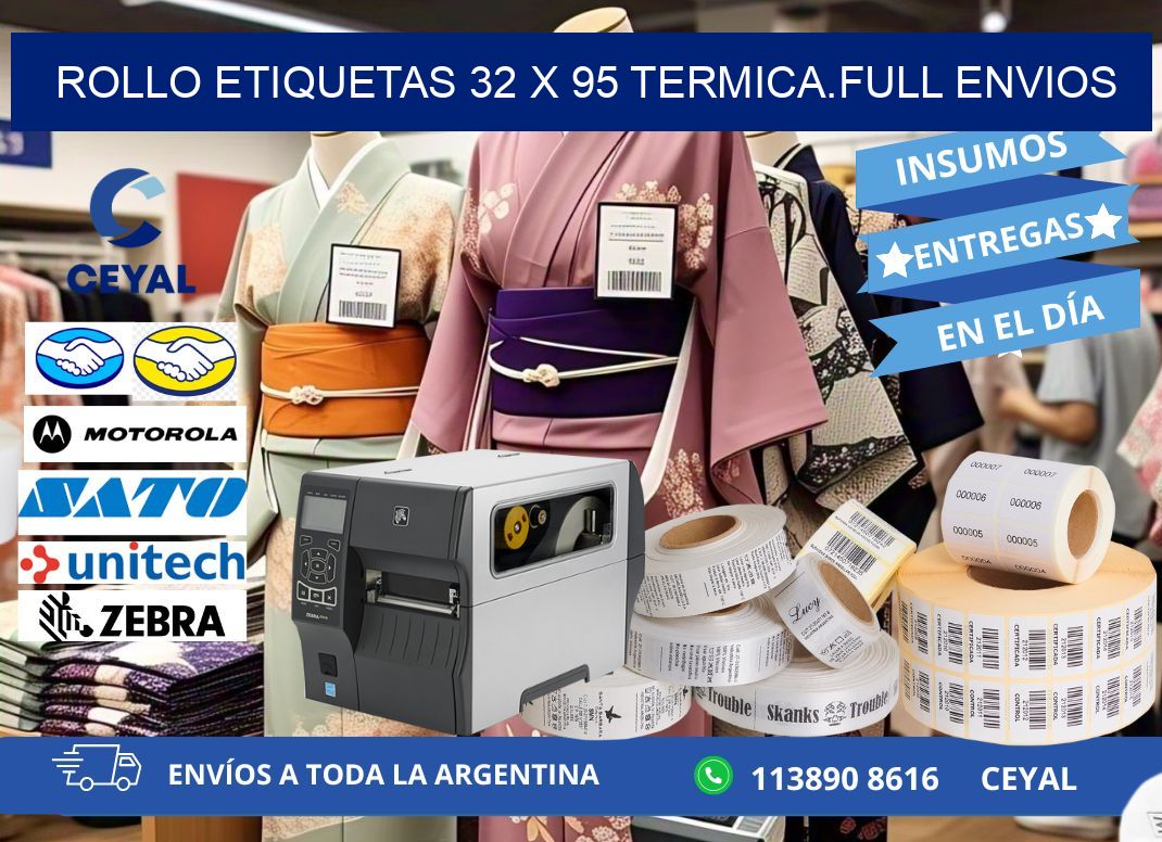 Rollo etiquetas 32 x 95 termica.full envios