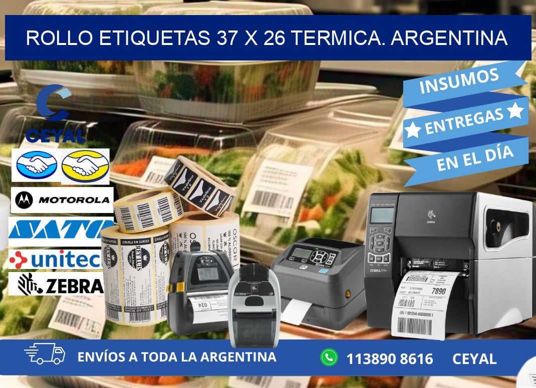 Rollo etiquetas 37 x 26 termica. Argentina