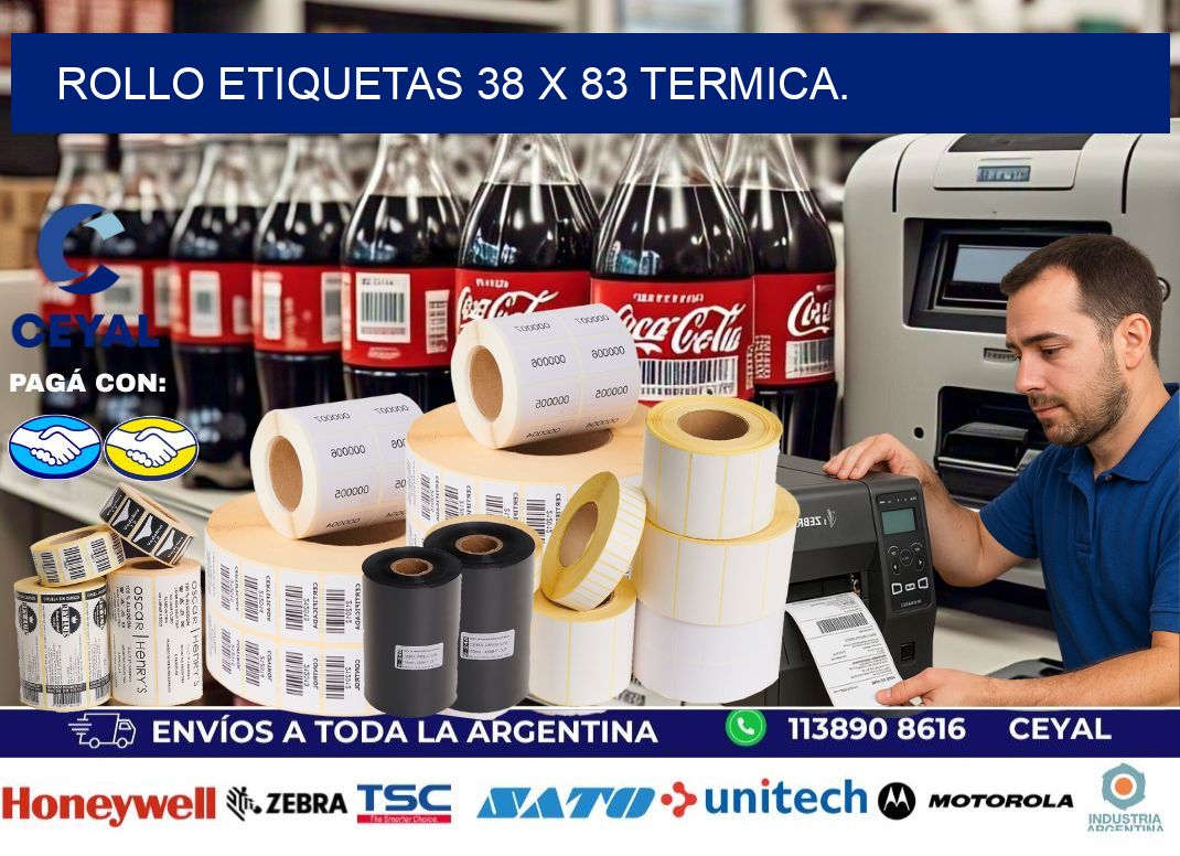 Rollo etiquetas 38 x 83 termica.