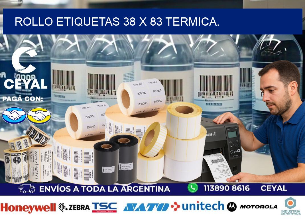 Rollo etiquetas 38 x 83 termica.