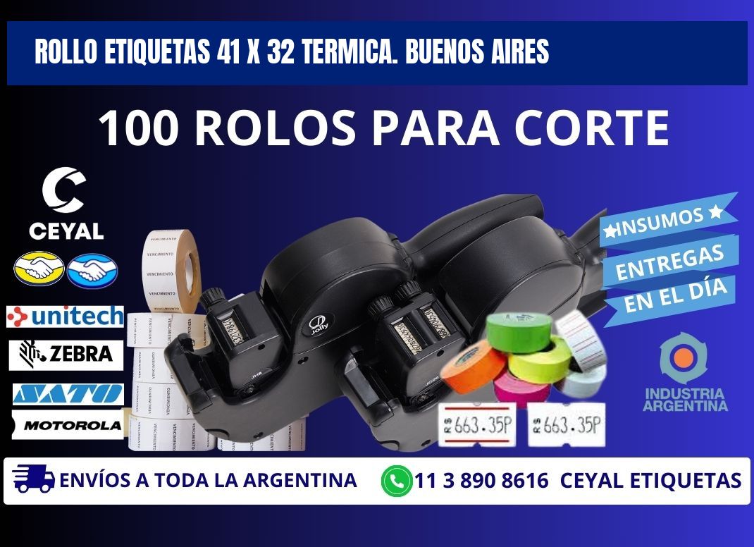 Rollo etiquetas 41 x 32 termica. Buenos Aires