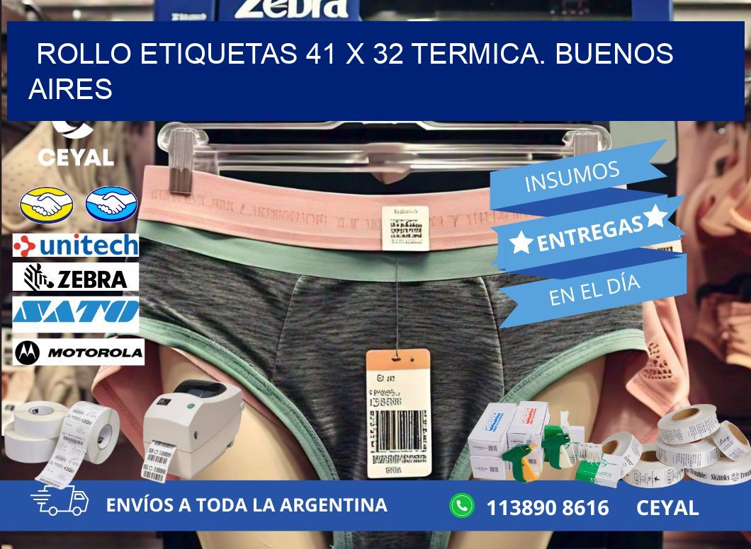 Rollo etiquetas 41 x 32 termica. Buenos Aires