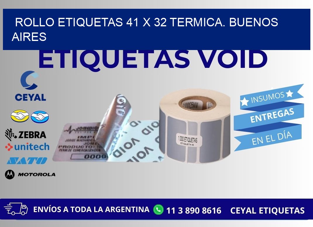 Rollo etiquetas 41 x 32 termica. Buenos Aires