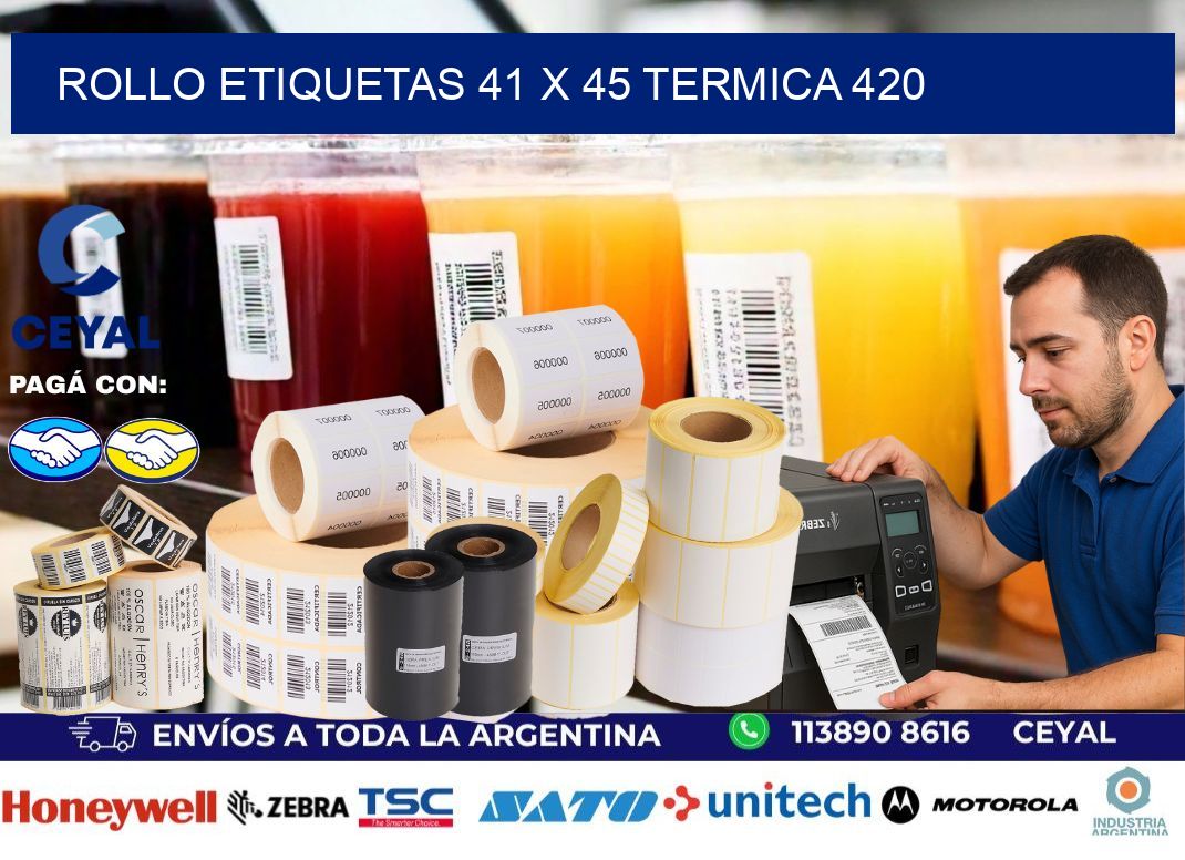 Rollo etiquetas 41 x 45 termica 420