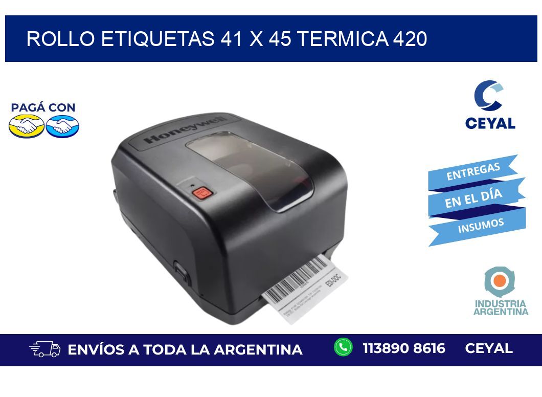 Rollo etiquetas 41 x 45 termica 420