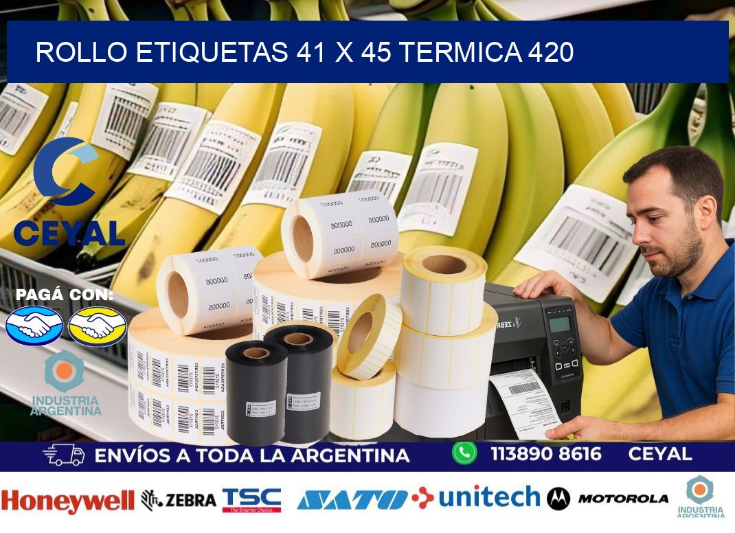 Rollo etiquetas 41 x 45 termica 420