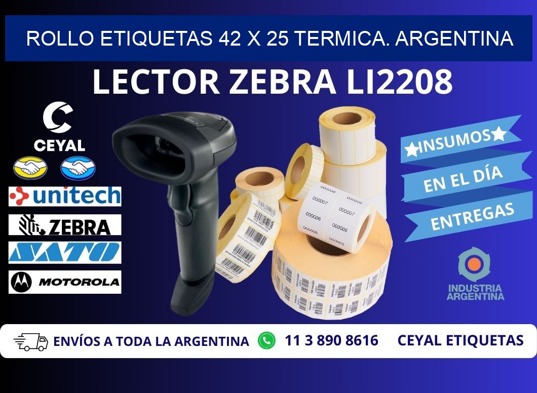 Rollo etiquetas 42 x 25 termica. Argentina