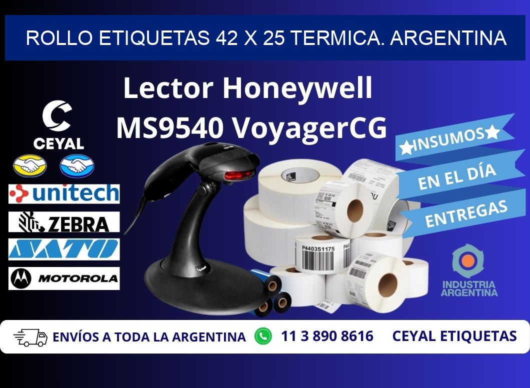 Rollo etiquetas 42 x 25 termica. Argentina