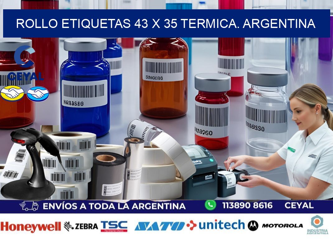 Rollo etiquetas 43 x 35 termica. Argentina