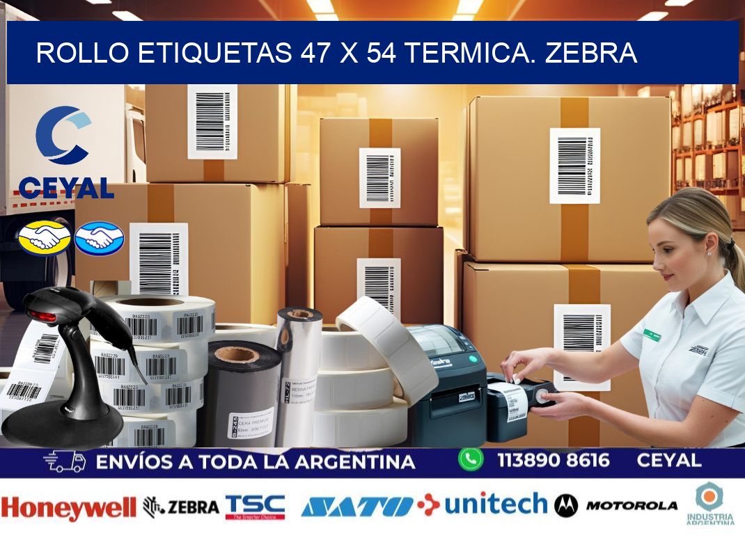 Rollo etiquetas 47 x 54 termica. zebra