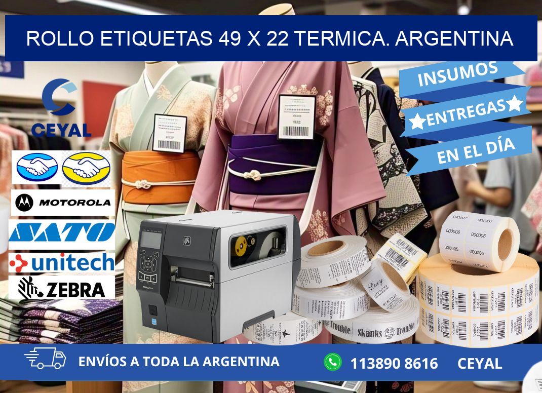 Rollo etiquetas 49 x 22 termica. Argentina
