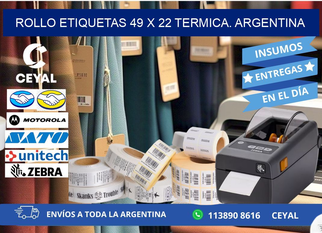 Rollo etiquetas 49 x 22 termica. Argentina