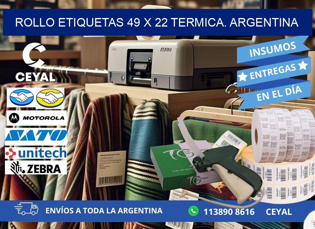 Rollo etiquetas 49 x 22 termica. Argentina